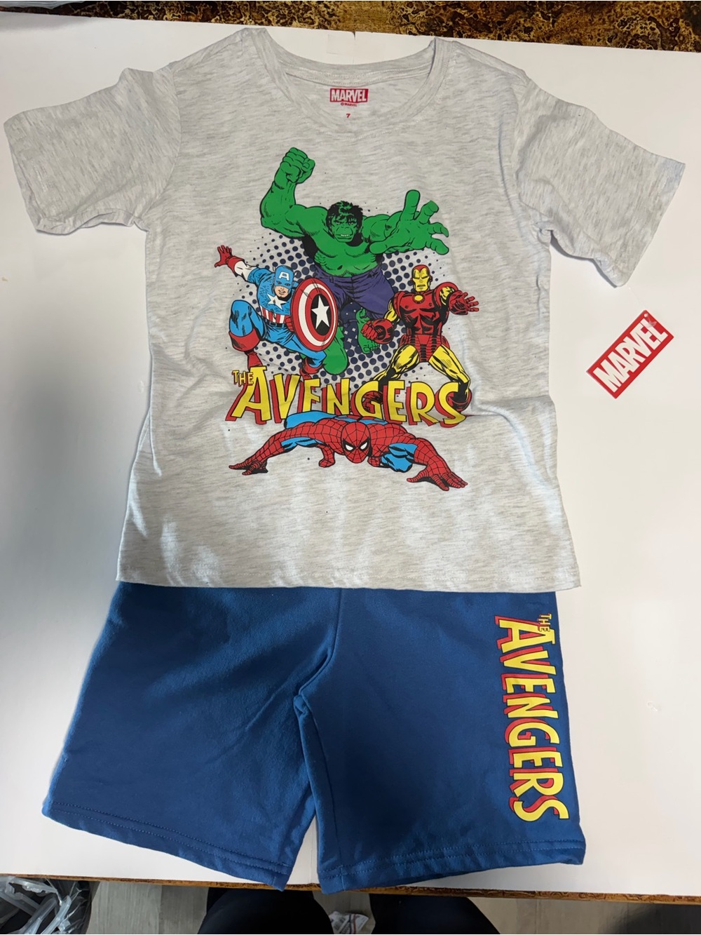 Marvel Avengers Kids Tee & Shorts Set - Gray & Blue